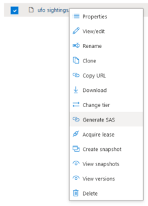 azure blob storage container shared access signature sas url