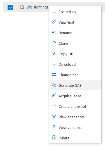 Generating SAS dropdown in Azure